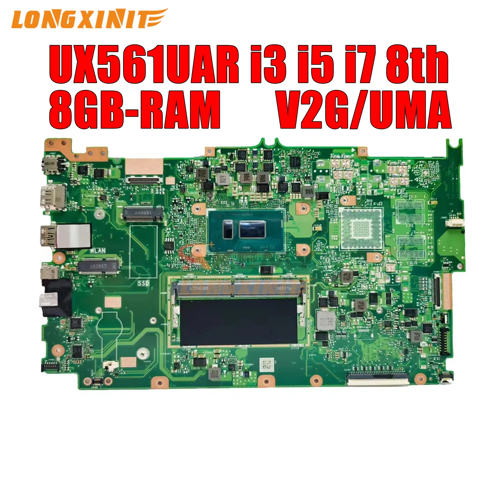 

UX561UAR Laptop Motherboard For ASUS ZenBook Flip UX561UNR UX561UA Q525UAR, UX561.I3-8130U I5-8250U I7-8550U V2G,8G RAM.