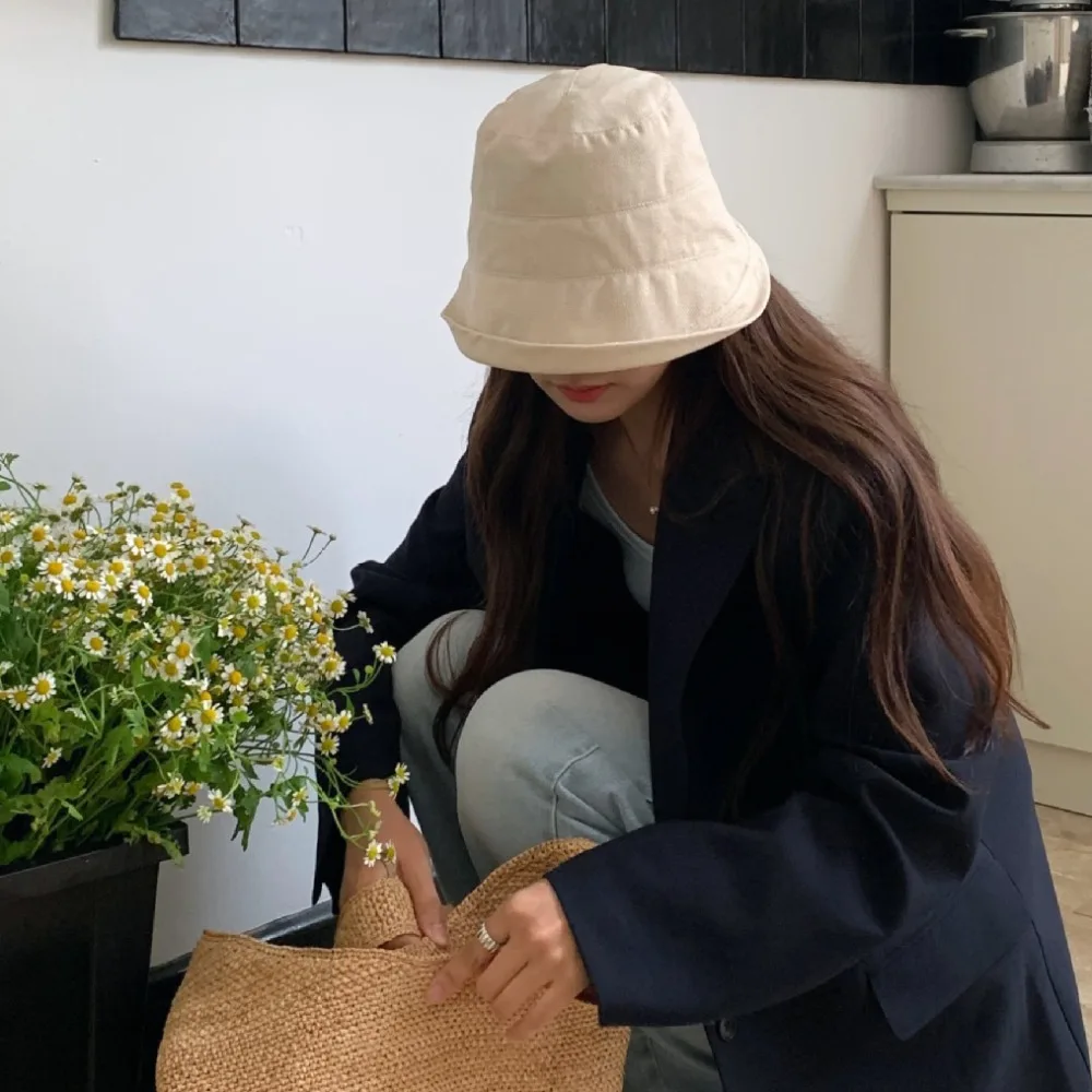 

Quick-dry Roll Rim Fisherman Hat Sunscreen UV Protection Flax Sun Hat Sunshade Solid Color Japanese Style Bucket Cap Camping