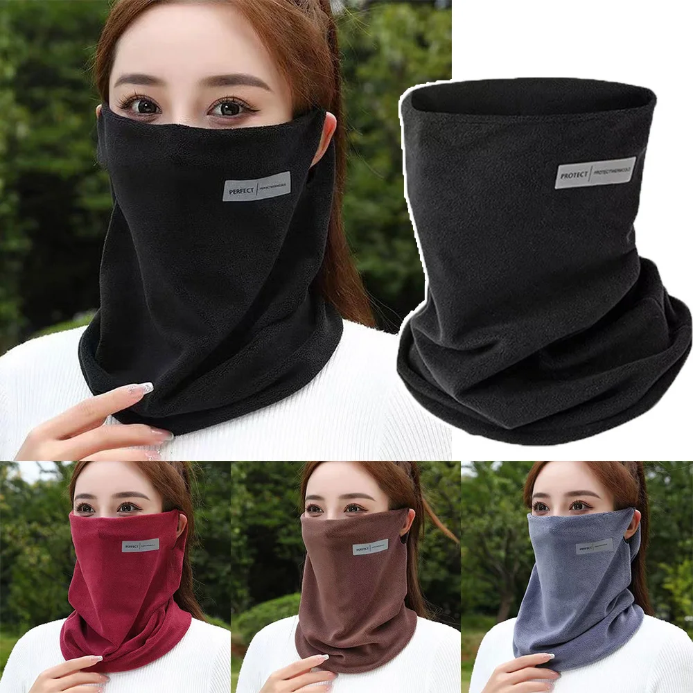 Winter Plush Mask Fleece Neck Scarf Velvet False Collar Neck Warmer Thicken Sports Bandana Face Cover Unisex Couple Scarves