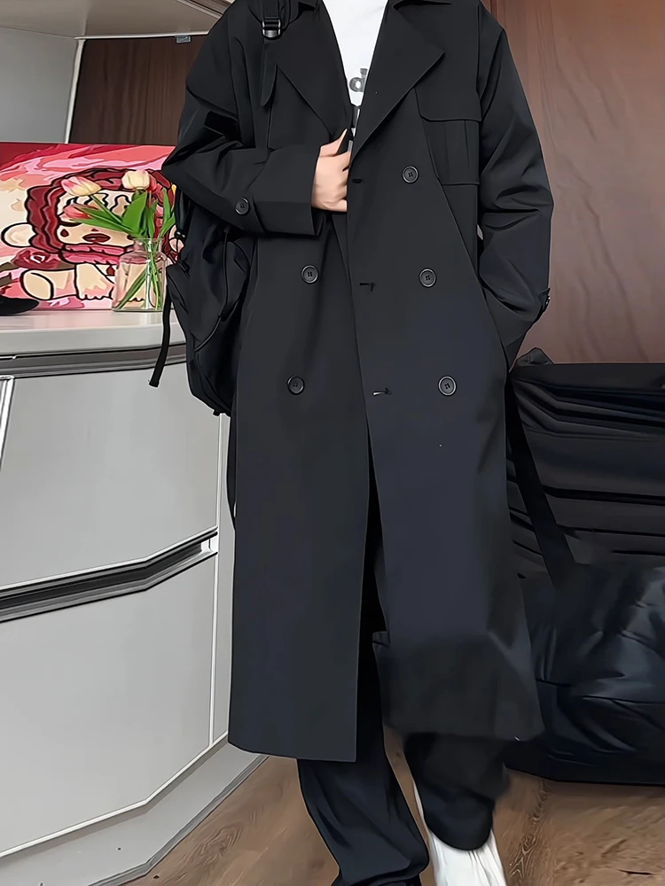 

Мужское шерстяное пальто средней длины Bla на осень-зиму, с двойным рядом пуговиц, ветрозащитное, в корейском стиле, Sle Aosphere Dring