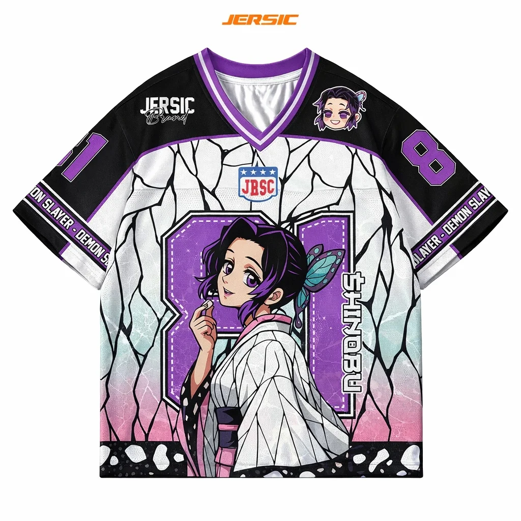 Nueva Camiseta de Secado Rápido con Cuello en V para Niños/Adultos, Diseño Shinobu Kocho de Demon Slayer 2026, Ideal para Uso Diario y Entrenamiento