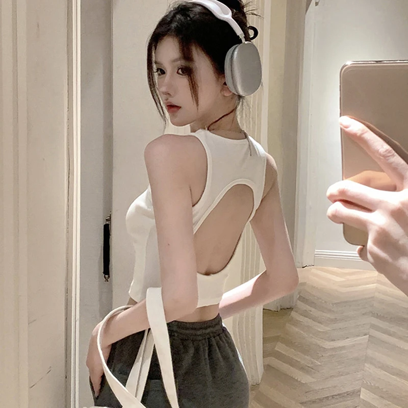 M-XXL أسود جميل الظهر I على شكل بروتيل للنساء الفتيات الصيف مثير ملابس داخلية قصيرة أكمام الرسن الأعلى تانك القمم النساء