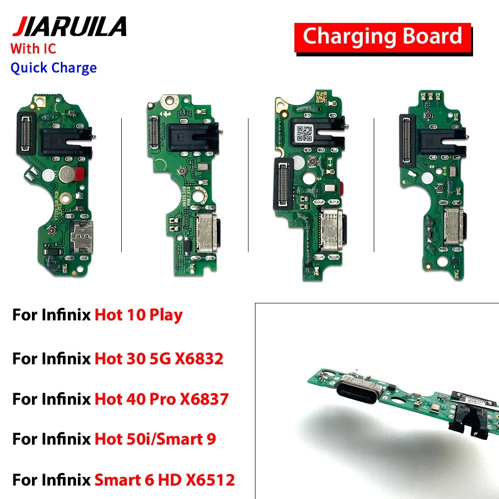 10 PCS USB Charge Port Dock Connector Charging Board Flex Cable For Infnix Hot 10 Play/Hot 12i/Hot 20/Hot 30 5G X6832/Hot 40 Pro