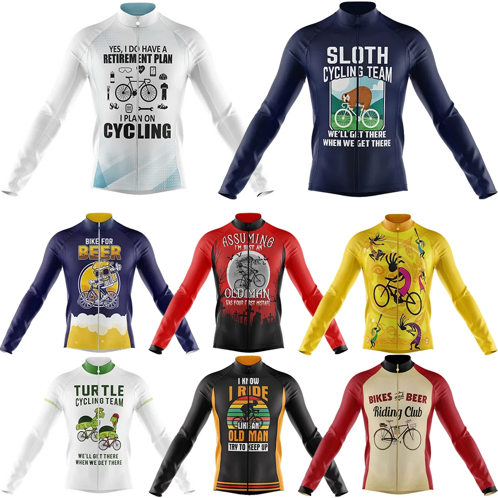 

Retirement Men Cycling Jersey Winter&Autumn Long Sleeve Thermal Fleece lining Bicycle Warm Jacket Road Thin Bike MTB Clothing