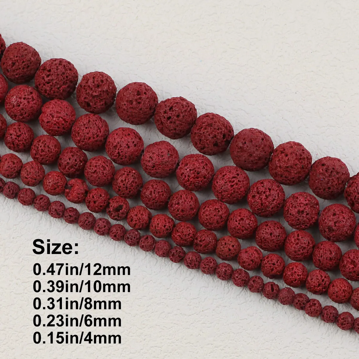 4/6/8/10/12mm Synthetic Red Lava Rock Round Loose Beads Porous Volcanic Stone For DIY Jewelry Making Bracelet Necklace Supplies