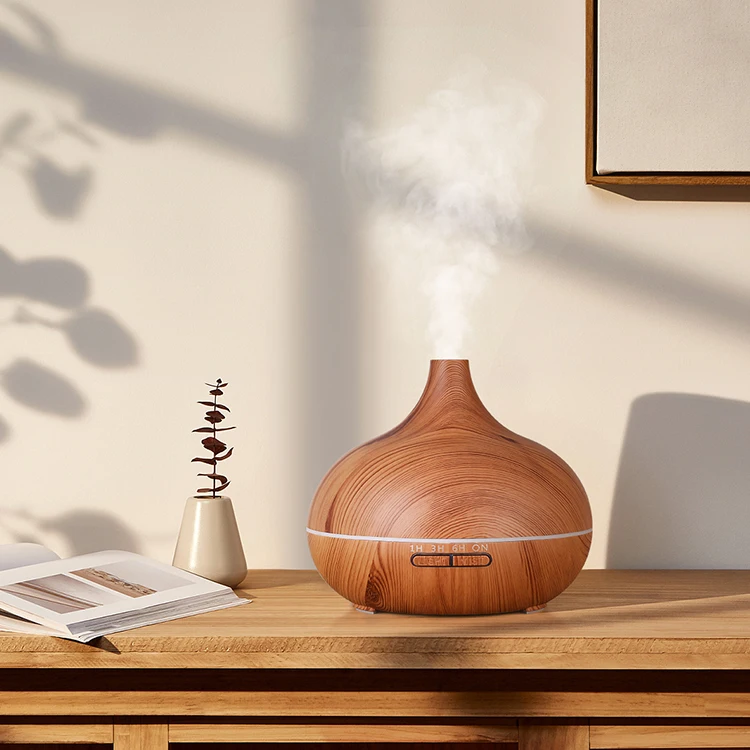 Aroma Essential Oil Diffuser, 550ml Wood Grain Ultrasonic Cool Mist Whisper-Quiet Humidifier with LED Changing,Remote Control
