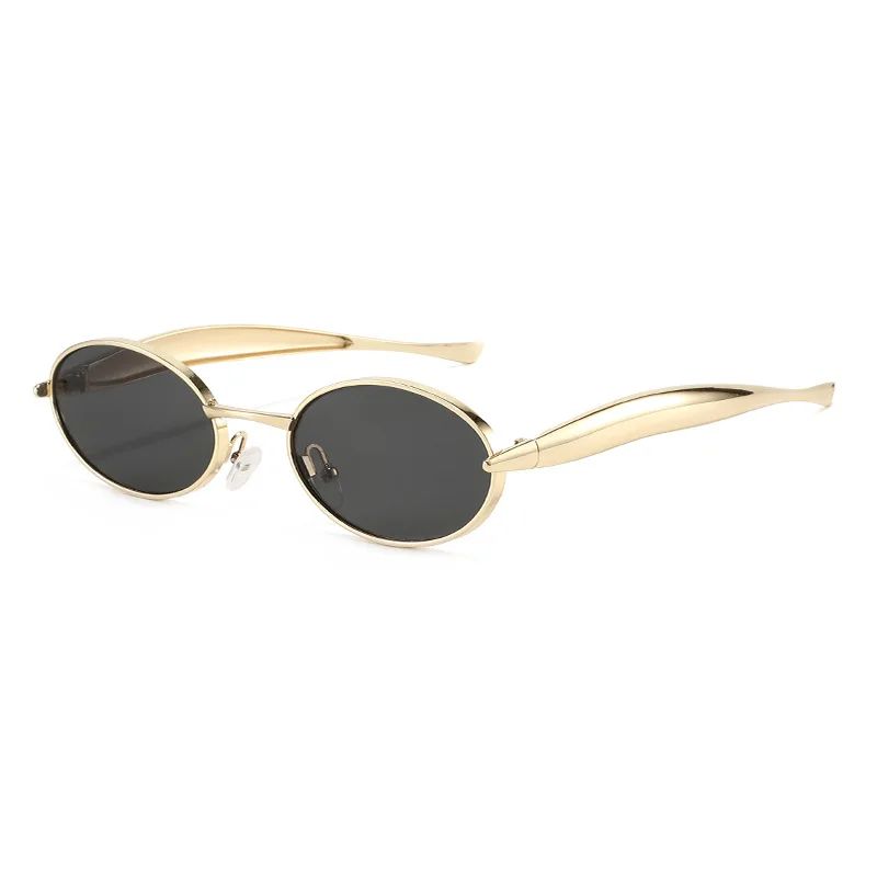 2026 Retro Oval Sunglasses Unisex Gold Metal Frame Sardine Temple UV400 Luxury Fashion Shades for Women Men Streetwear