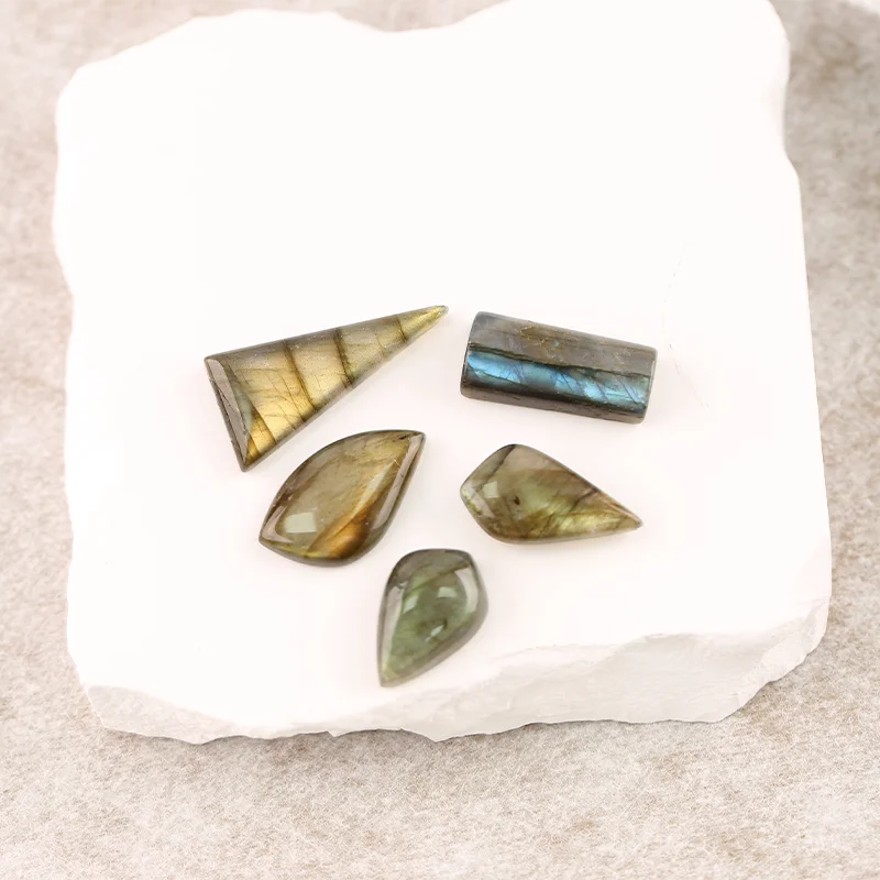 B&F Labradorite Earring Beads, Handmade Natural stones beads, Polished Stones for jewelry Making Supplies