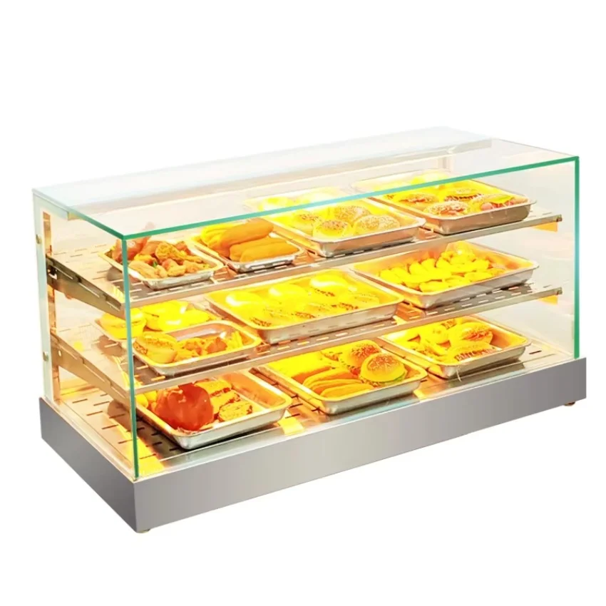

Commercial Stainless Steel Heating Thermostat Insulated Cabinet for Fried Chicken Moon Cake Egg Tart Hot Pastry Sesame Cake