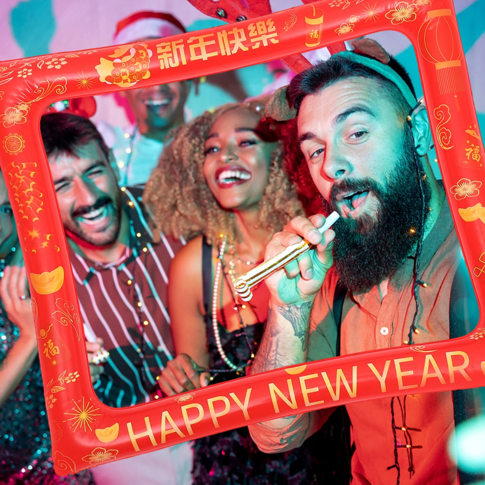 

Inflatable Photo Frame Props 65x75cm New Year Party Favor Fun Selfie Accessories Portable Photo Booth Supplies