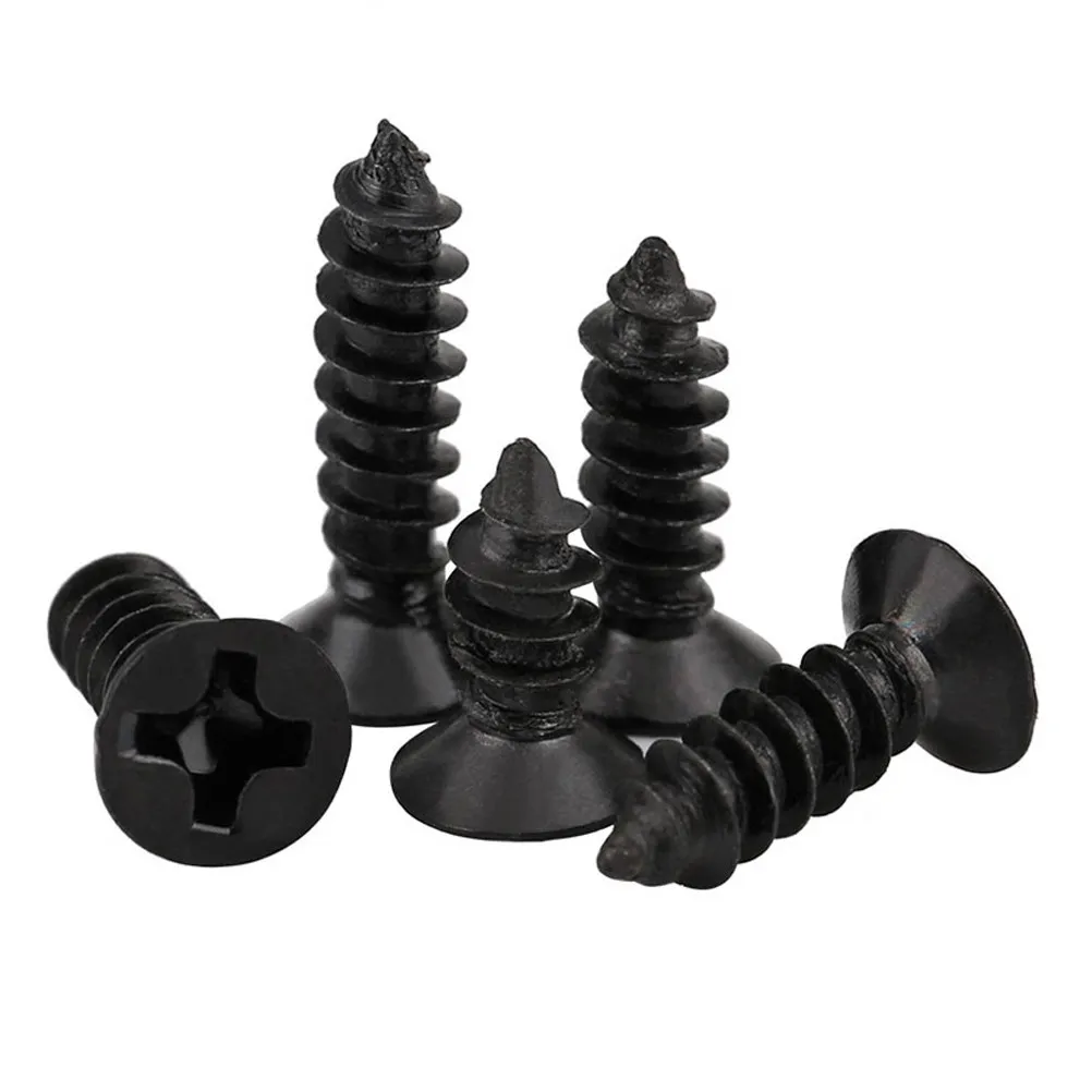 100Pcs Stainless Steel Self-Tapping Screws Cross Countersunk Flat Head for Floorboard Wood Metal Plastic Drywall Wallboard 16Mm