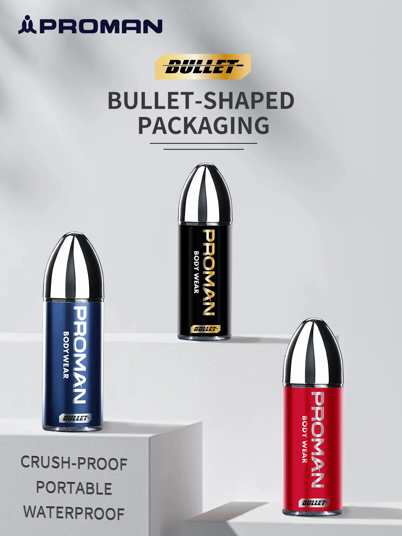 PROMAN 1Pcs Men's Striped Boxer Briefs Bullet-shaped Gift Box Packaging Elastic Waist Comfort Breathable Daily Underwear for Men