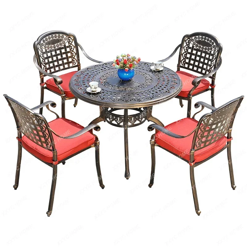 Table and Chair Balcony Courtyard Cast Aluminum Table and Chair Combination