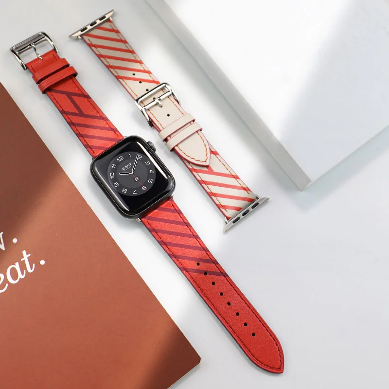 Leather strap For Apple watch band 44mm 45mm 42mm 41mm 40mm 38mm Accessorie wristband correa bracelet iWatch series 3 4 5 6 SE 7