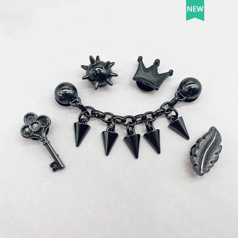 

shoe Black Metal charms High Quality Metal Decorative Buckle Black Cone Necklace DIY Jewelry for cross shoes