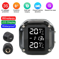 Motor Tire Pressure Monitoring Alarm System With 2 External Sensors LCD Display Motorcycle TPMS
