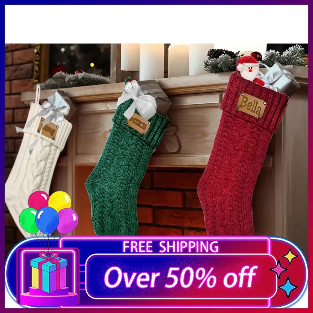 

Christmas Stockings,18” Large Custom Christmas Stocking with Name,Customized Xmas Stockings for Holiday Party Decorations,10 Pcs