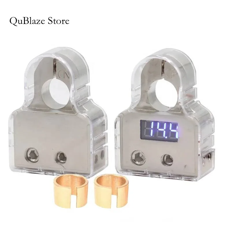 

12V Gold Digital Display Positive Negative Clamp Battery Terminal Connector Car Accessories