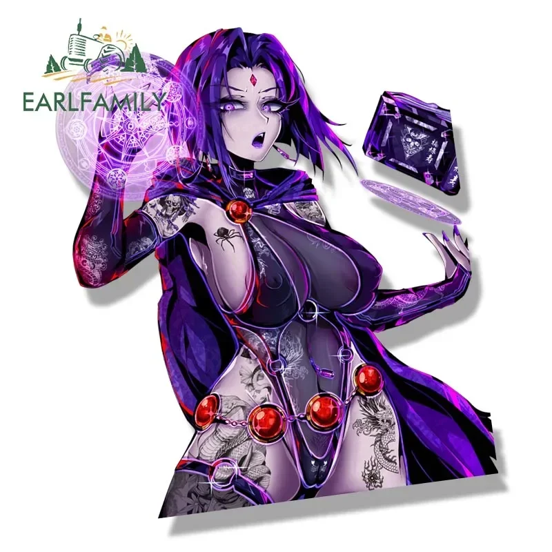 EARLFAMILY Gothic Mage Raven Fanart Car Sticker Anime Tattoo Waifu Sketch Decal JDM Cartoon Peeker Girl Graffiti Slap Stickers