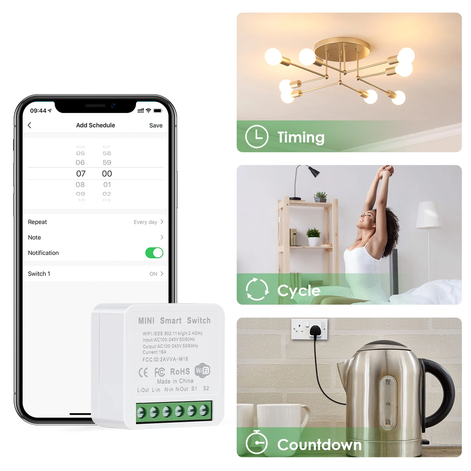 Zigbee WIFI Mini Smart Switch DIY 16A 2 Way Control Breaker Via Alexa Alice Google Home Tuya Smart Life Ewelink Cozylife Homekit