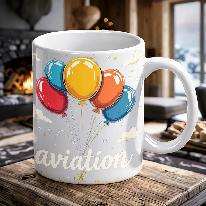 

Cup & Mug Set, Colorful Balloon Aviation Ceramic Mug, Coffee Cup, Milk Cup, Office Tea Cup, Drinking Cup, Gift for Friends