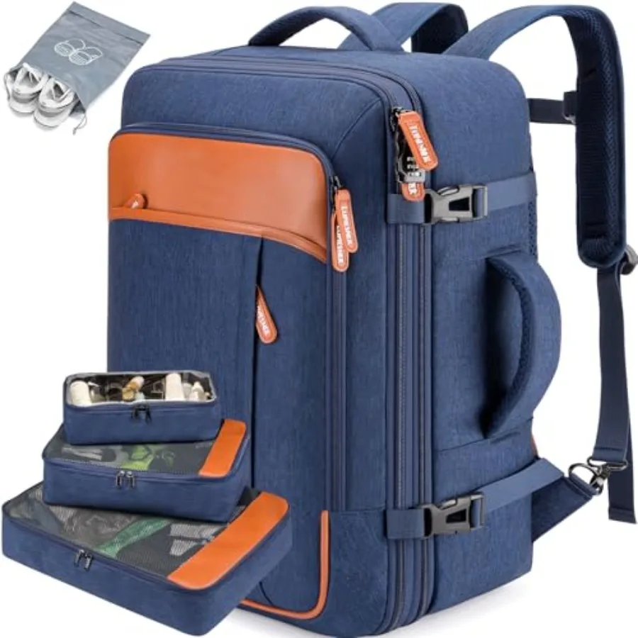 

Carry on Travel Backpacks Extra Large 40L Flight Approved Bag for Men and Women Expandable Suitcase Backpack With 4 Packing Cub