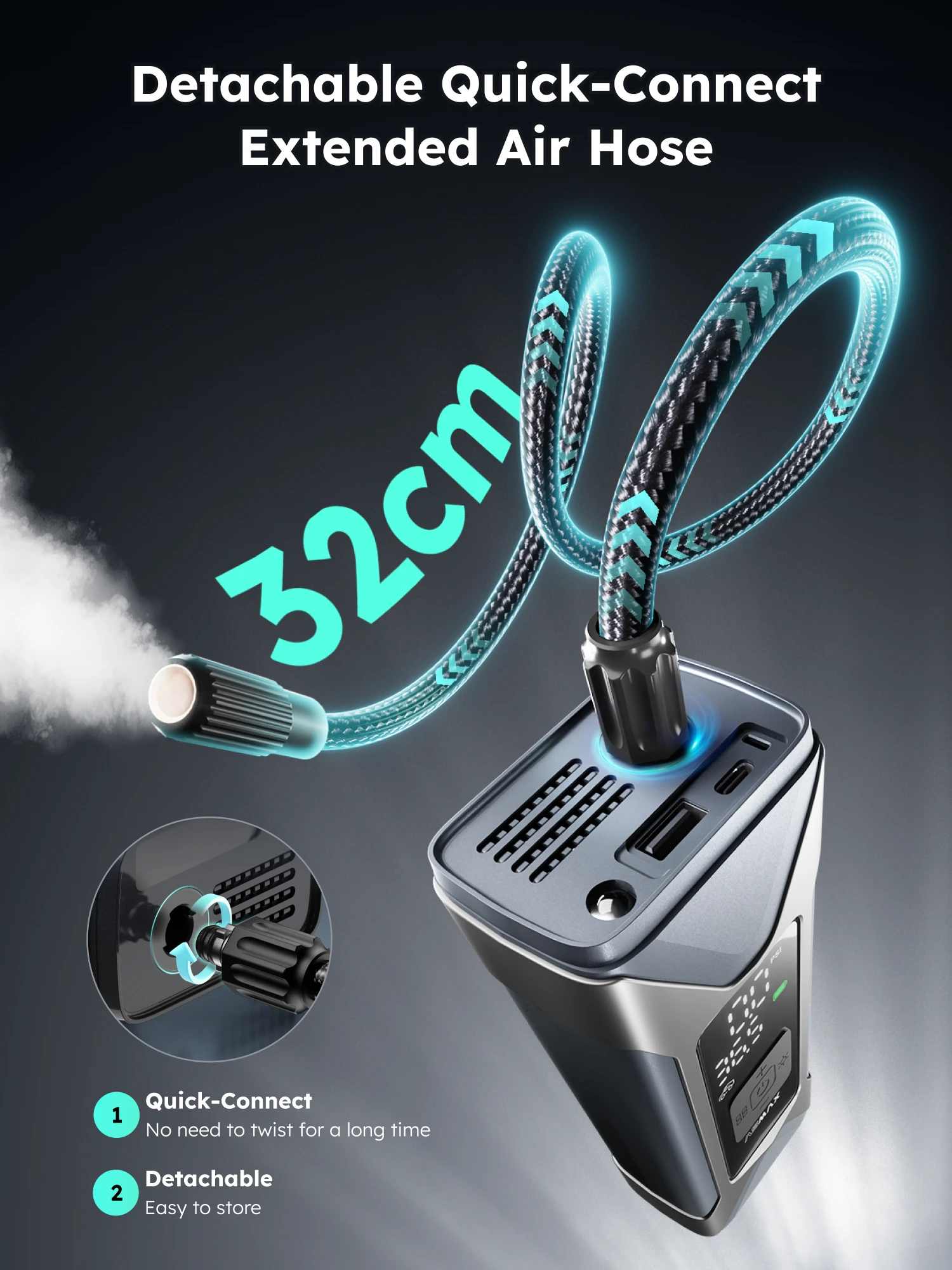 ASMAX Motorcycle Air Pump 7500mAh Tyre Electric Inflator Pump 160PSI Portable Inflator Pump for Car Bicycle Balls Air Compressor