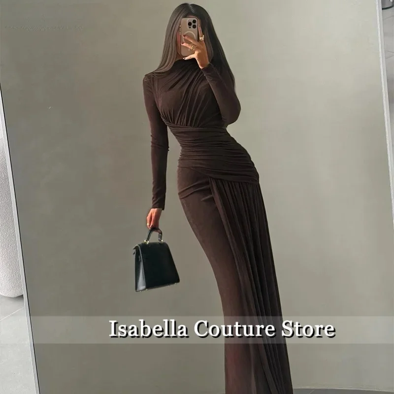 Zeemeermin O-hals Sexy Plooi Avondjurken Formele Partij Jassen voor Vrouwen Vloerlengte Elegante Prom Gown Aanpassen 2025