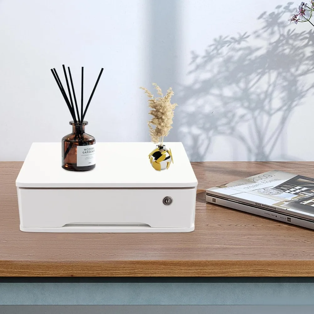 

Wooden Desktop Storage Box with Lockable Drawers Office Supplies Drawer Organizer Receipt File Organizer Flat File Cabinet