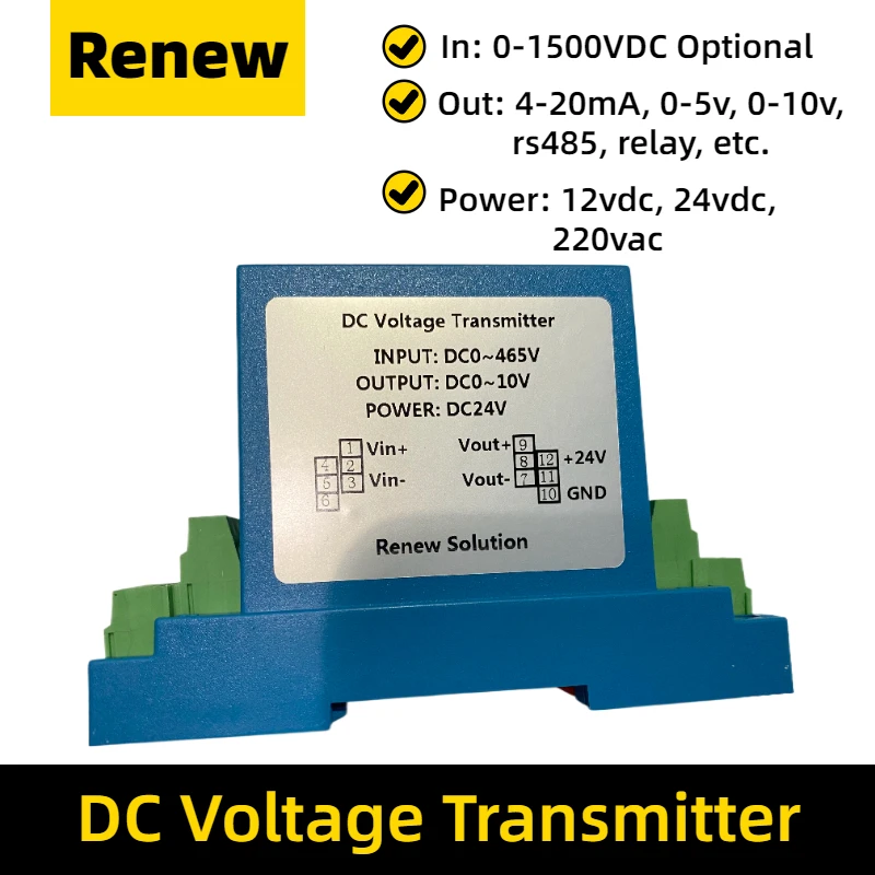 75mV 1000V 1500V DC Voltage Transducer Hall Voltage Sensor RS485 DC Voltage Transmitter Price