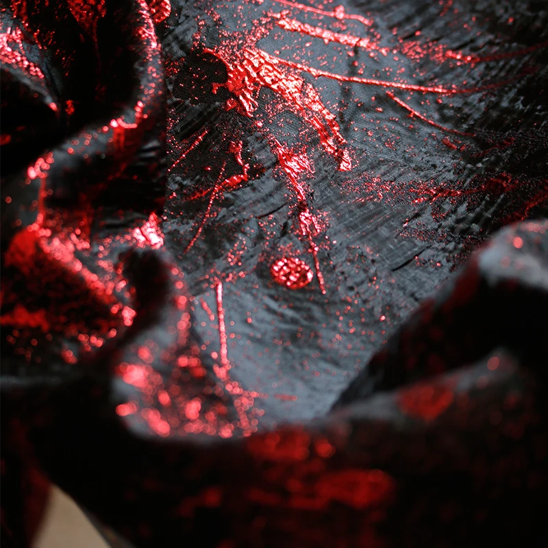 Flash Dark Red Textured Jacquard Fabric Stiff Skirt Pants DIY Bridal Couture Evening Gown Luxury Apparel Designer Material view 3
