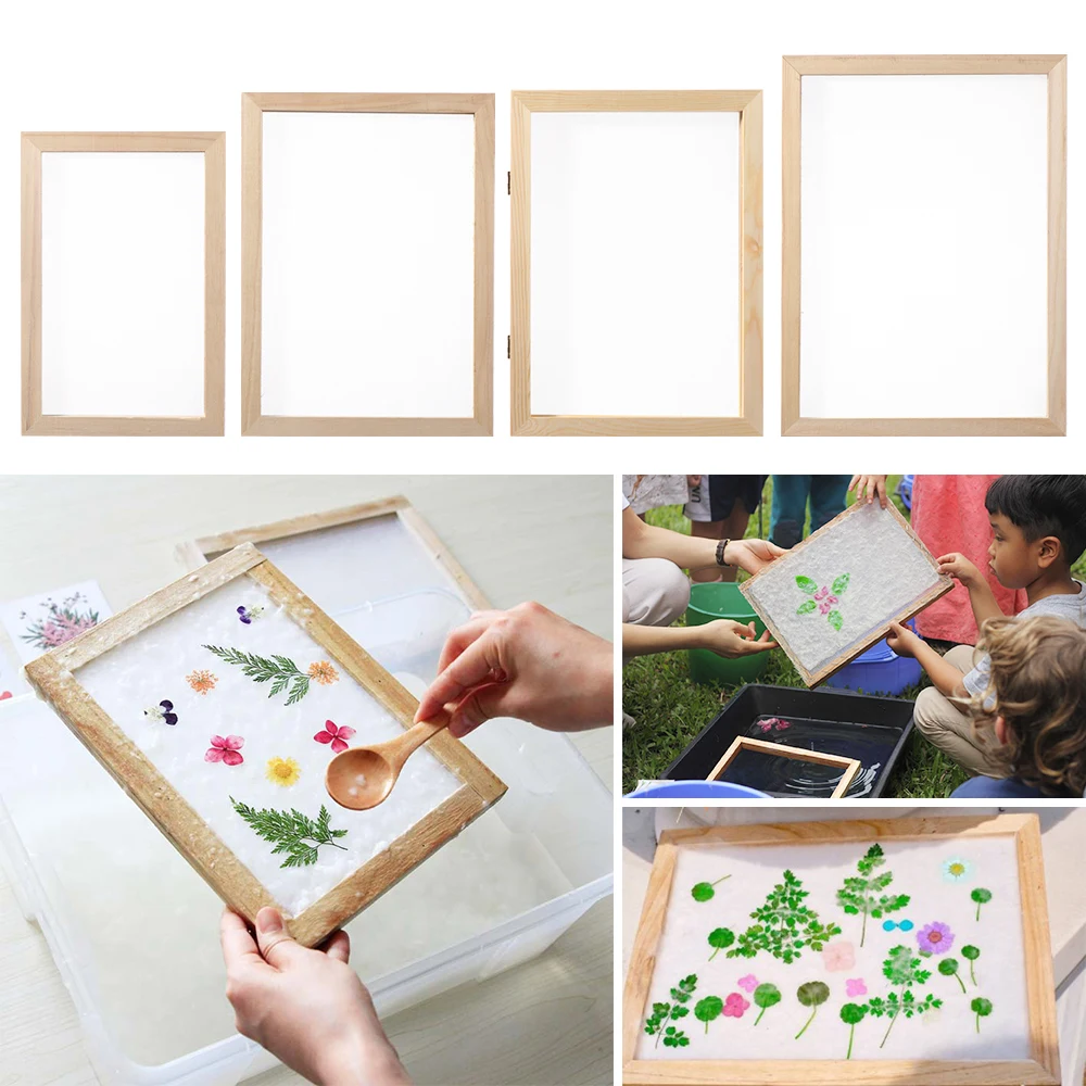 Multi-size Learning Craft Tool Paper Making Mould Frame Paper Making Screen Wooden Mesh Mold DIY Papermaking