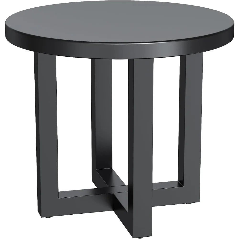 

Metal Outdoor Round Table, 2-Tier Sturdy Patio End Table Weather Resistant, 18.5" * 18.5" * 16.5" Solid Round End Table