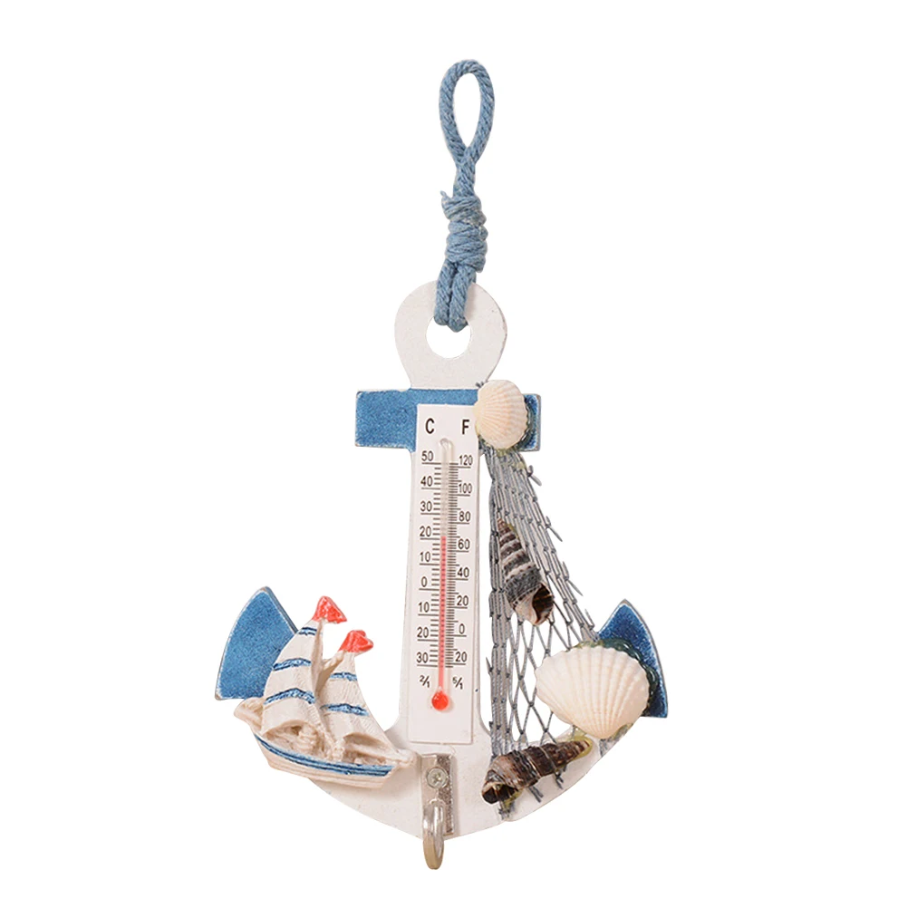 2 Pcs Thermometer Hook Ocean Decor Themed Bedroom Beach Ornaments Nautical Wall