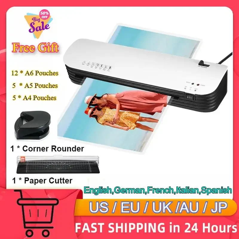 

SL299 Laminator Machine A4 Thermal Laminator Laminating Device Document Plasticize Pouch Hot and Cold Lamination Laminate Photo