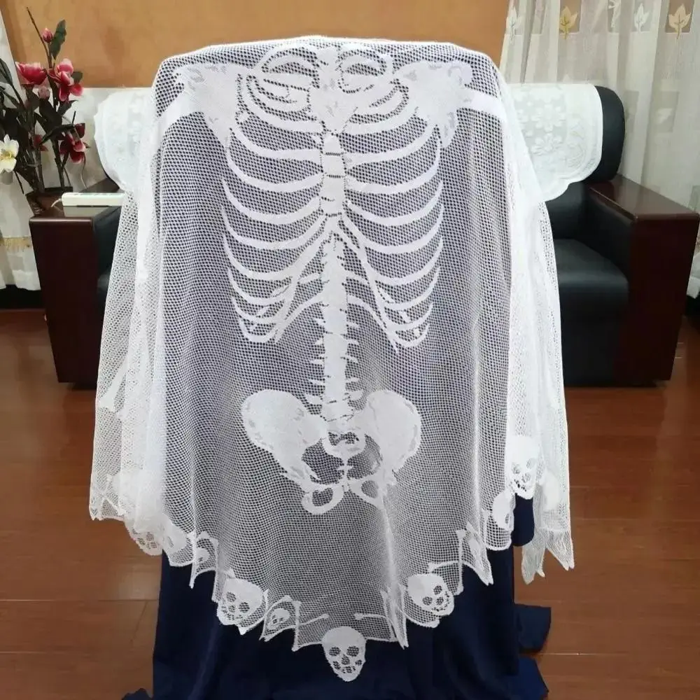 New Halloween Skeleton Lace Cape Creative Cosplay Ghost Skull Bones Cape Gift Funny ForWomen Goth Shawl