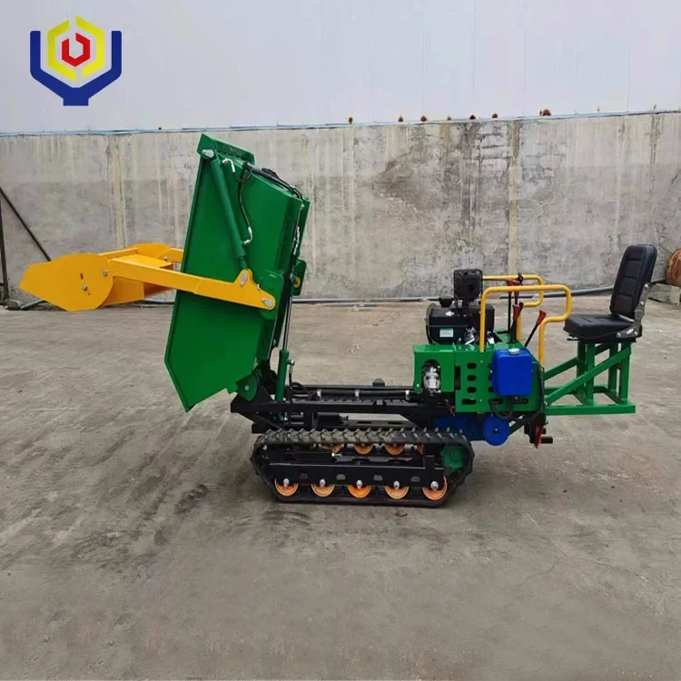 1000KG Track Dumper,Stand On Wheelbarrow Self Loading Wheelbarrow Tracked Dump Box
