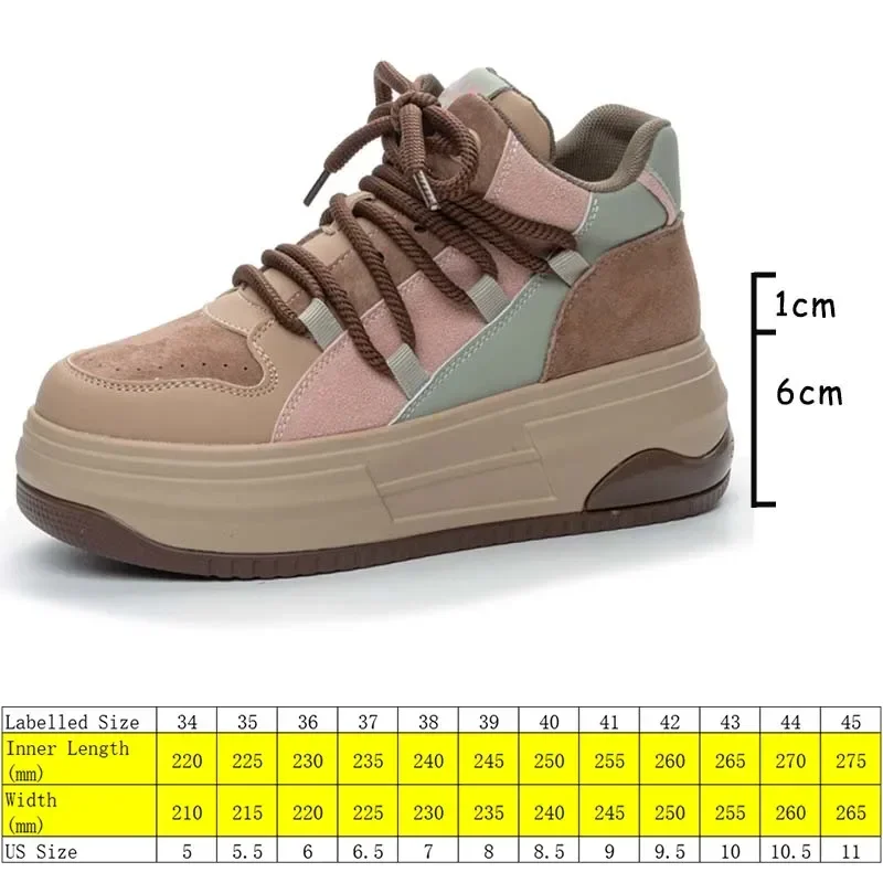 Fujin 7cm Cloth Synthetic Suede Genuine Leather Platform Wedge Ladies Chunky Sneakers High Brand Fashion Women Vulcanize Shoes