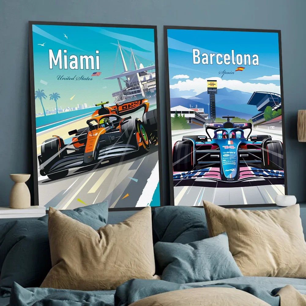 MiaMi F1 مدينة النيون المائية سباق الملصقات خمر لزجة خمر غرفة المنزل بار مقهى ديكور Kawaii غرفة ديكور #4