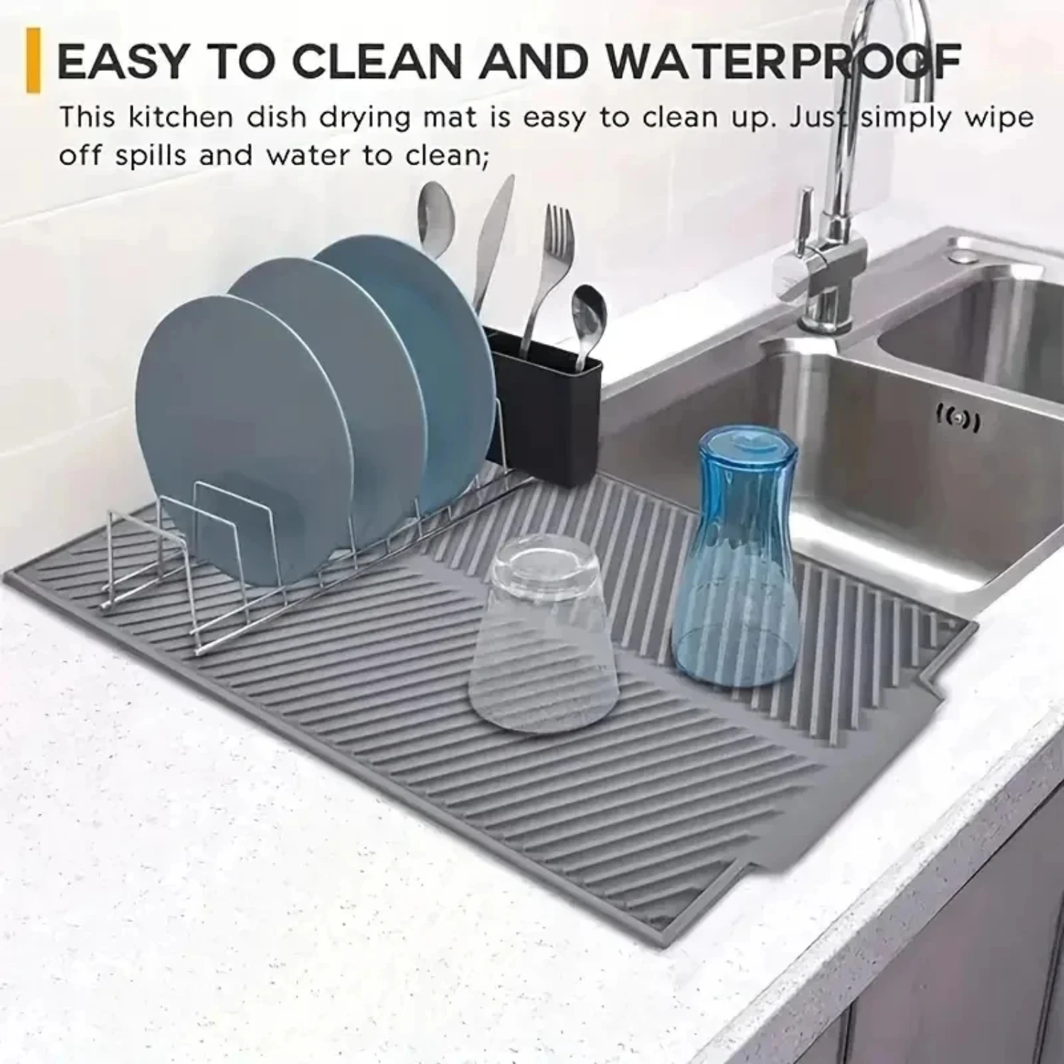 Non-Slip Easy Clean Heat Resistant Silicone Drying Mat Drainer Mat Anti-Scalding Pot Mat Kitchen Accessories Coaster