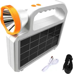 Solar Powered Portable Flashlight Emergency Lamp Camping Light Rechargeable Handheld Torch for Outdoor Activities
