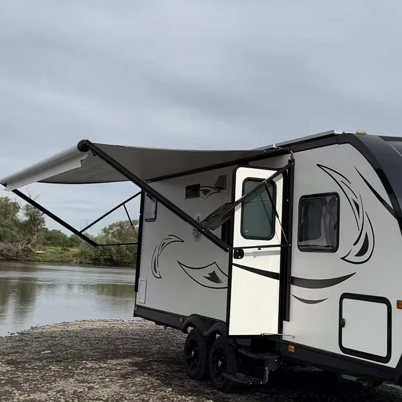 Aluminum Frame Manual Integrated Motorized Switch Control Retractable Cassette Awning with LED Light for Heavy Duty Trailer