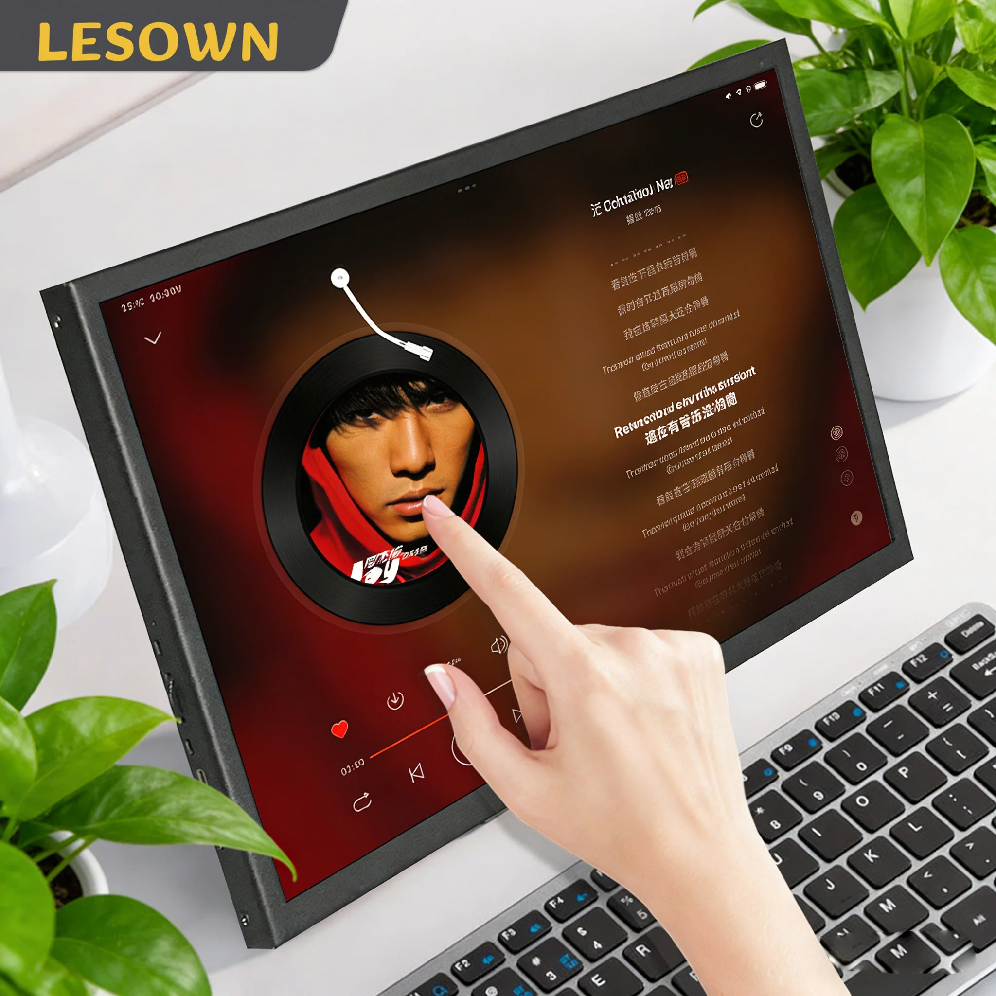 LESOWN 10.1 Inch 2560x1600 USB C Small Portable Display Plug & Play Secondary Screen Auxiliary Monitor for Music lyrics playback