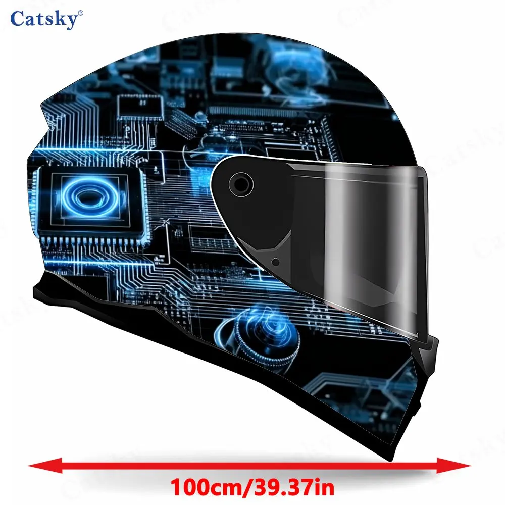 Cyber Circuit Helmet Vinyl Wraps, Waterproof Scratch-Resistant Full Face Helmet Decals, Durable PVC Decoration Protection Helmet