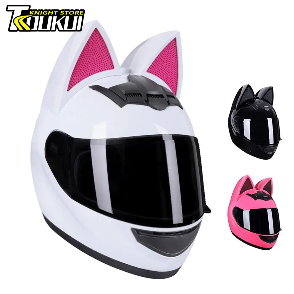 

Motorcycle Helmet Cat Ear Detachable Moto Helmet Capacete De Moto Full Face Helmet Breathable Cycling Helmet DOT Certification