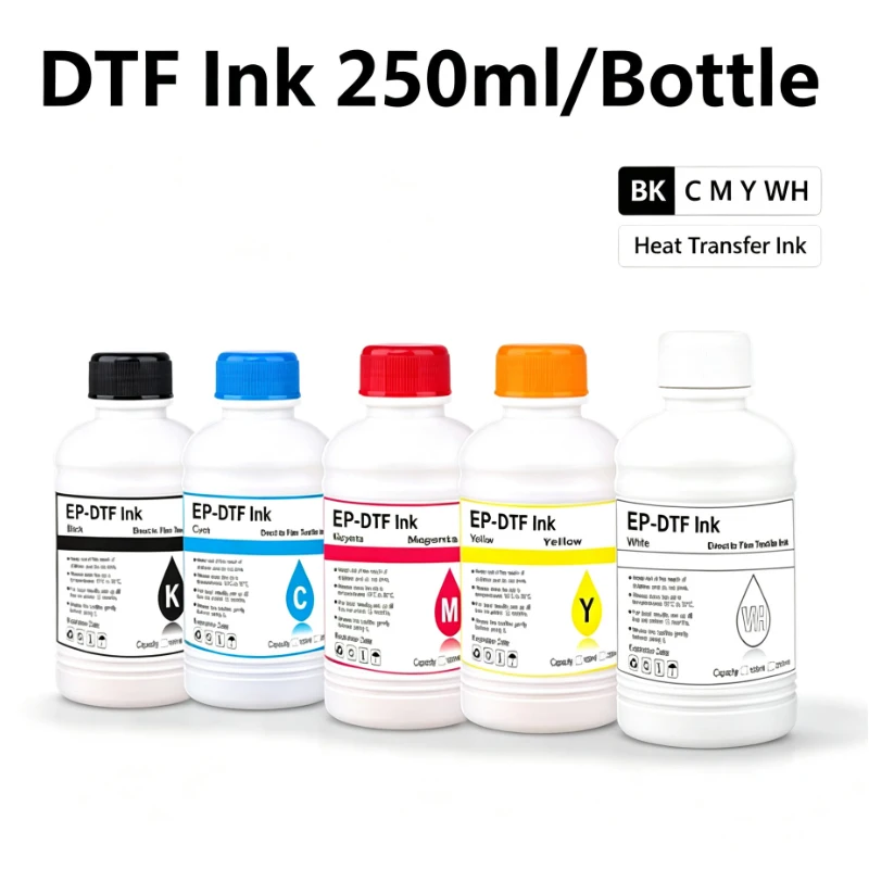 DTF Ink 250ml/Bottle Heat Transfer Ink Compatible for TX800 XP600 DX5 DX6 DX7 i3200 i1600 5113 4720 1390 1400 1410 L800 L805