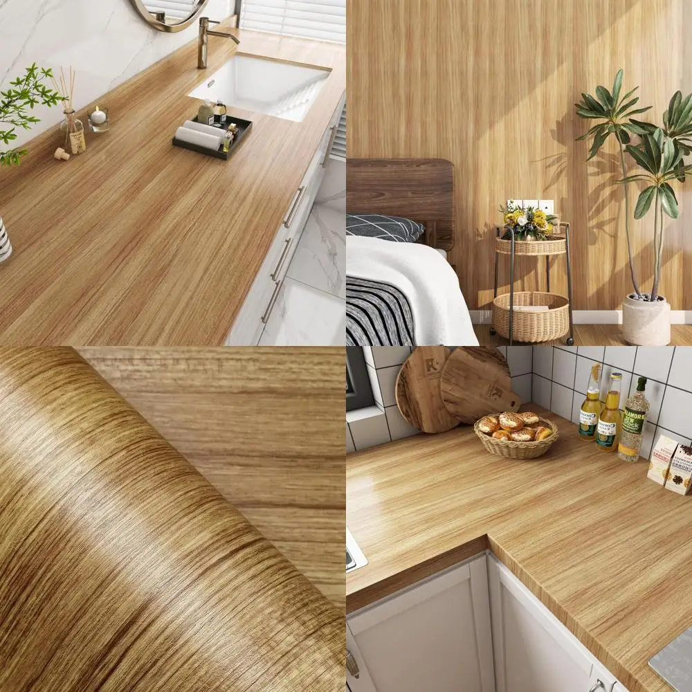 ورق اتصال سميك من خشب القيقب مقاس 160 × 36 بوصة ورق حائط بني قابل للتقشير واللصق على سطح الطاولة