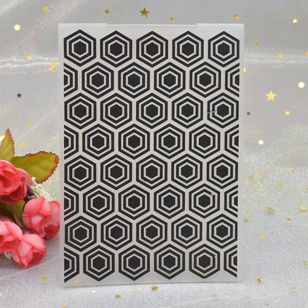 Honeycomb Pattern 3D Embossing Folders for DIY Scrapbooking Paper Card Making Craft Plastic  Template Stencil