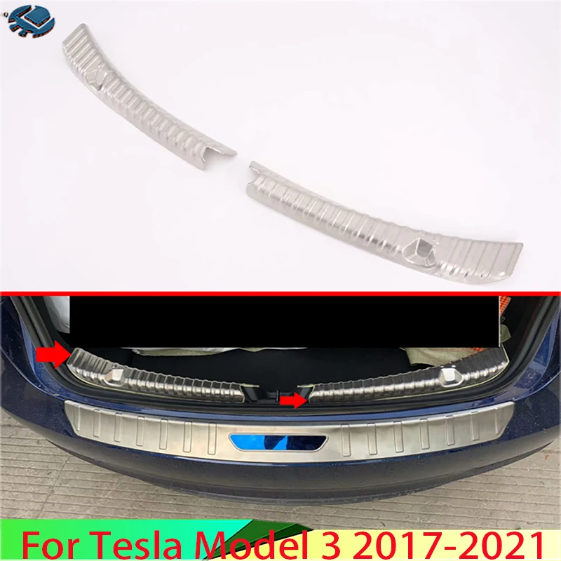 

Для Tesla Model 3 2017-2022 автомобильные аксессуары из нержавеющей стали задняя внутренняя накладка на багажник накладка на порог молдинг гарнир 2020