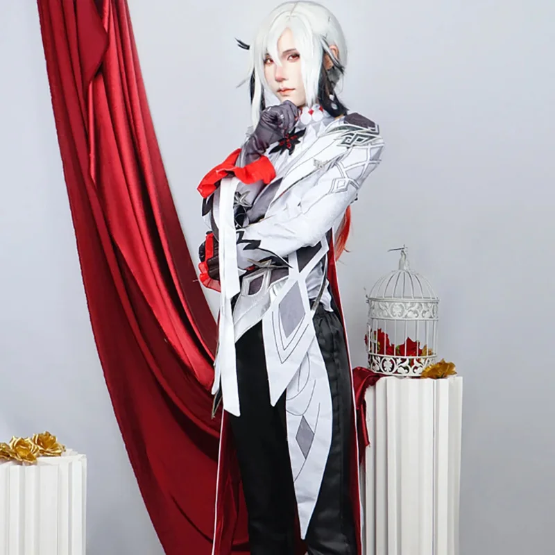 

2025 ♥ Новый Arlecchino косплей ударный костюм Fatui Harbinger парик комплект слуга Snezhnaya костюмы на Хэллоуин для женщин ☆ ★